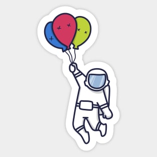 Flying Astronaut Riding Balloons Sticker